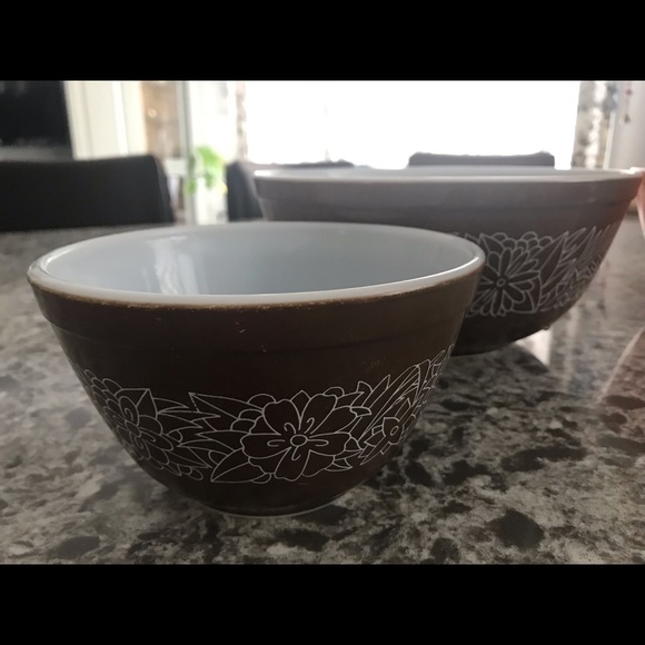 Pyrex Woodland mixing bowls nesting bowls dark brown 401 403 - Picture 10 of 13